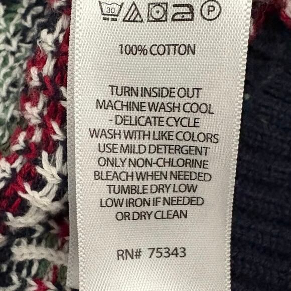 Aspen Fair Isle Christmas Sweater Deer Snowflake Trees Navy Green Size Small - Picture 6 of 8